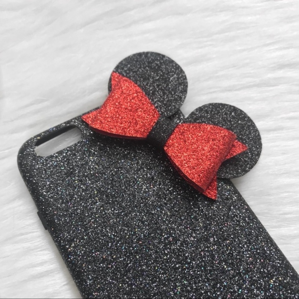 ♡ New Minnie Mouse Black Glitter iPhone Case - Picture 4 of 6